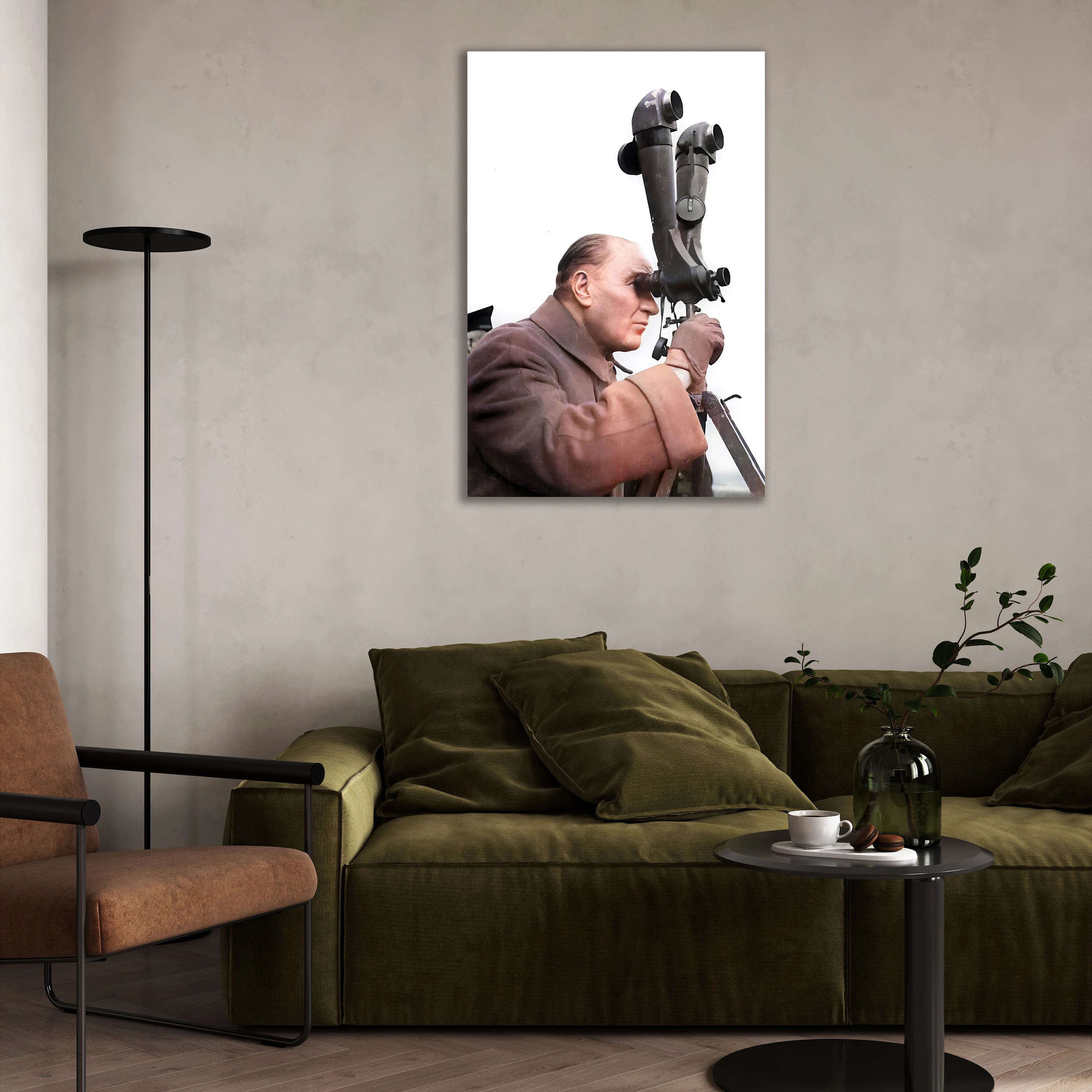 Atatürk Dürbünden Bakarken Cam Tablo